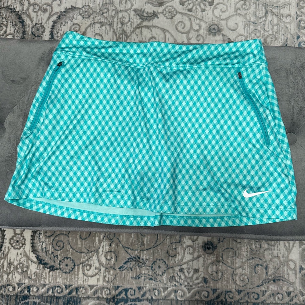 Nike Golf Tour Performance Skirt Skort Teal Green Plaid Size Medium
